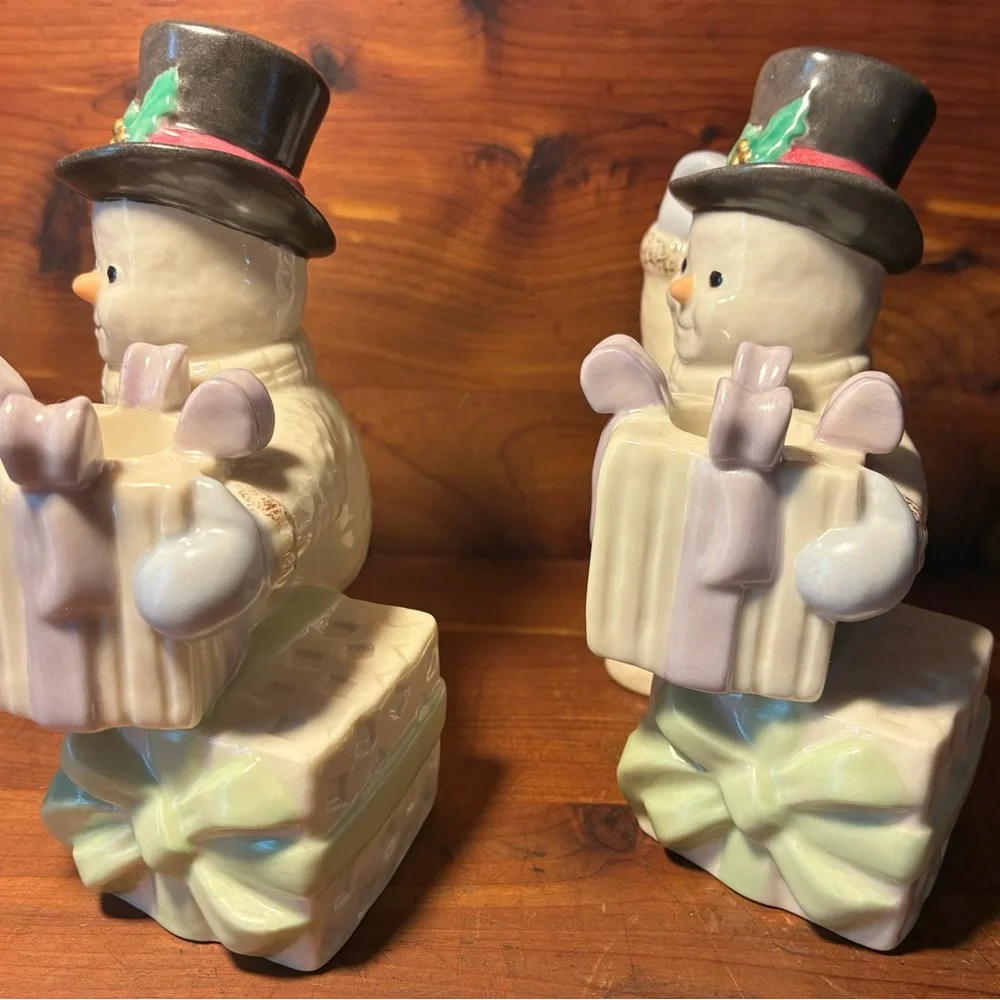 Lenox The Snowman Candlesticks Christmas Candle Stick Holders Set Of 2 - Picture 5 of 10